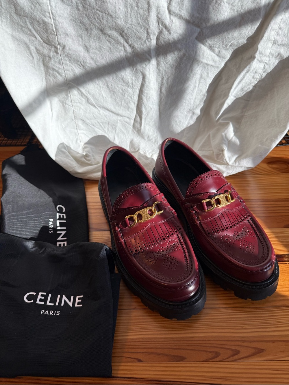 Celine Margaret burgundy leather loafers EU 37.5=US 7.5 - Picture 1 of 6